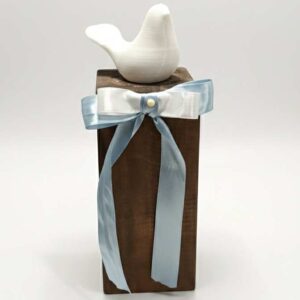 Ptaszek na drewienku -wielkanocna ozdoba -biały