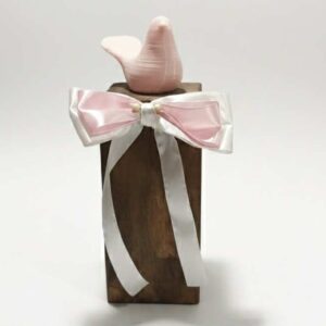 Ptaszek na drewienku -wielkanocna ozdoba -różowy